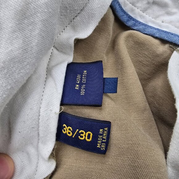 Polo Ralph Lauren Pants Mens 36x30 Brown Tan‎ Chino Classic Fit Preppy Casual - Picture 7 of 9